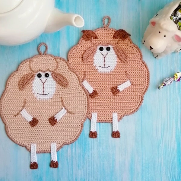 Easy Crochet Sheep Potholder Pattern – Mr. & Mrs. Decor (PDF Pattern) [#065 Zabelina]