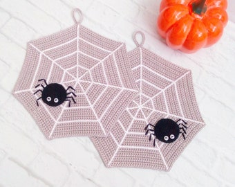 Modèle au crochet 264 - toile d'araignée, décoration, manique ou coussin décoratif pour Halloween - fichier PDF amigurumi par Zabelina Etsy