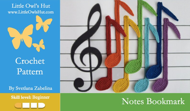 023 Crochet pattern Notes Applique, Bookmark or decor Amigurumi PDF file by Zabelina Etsy image 6