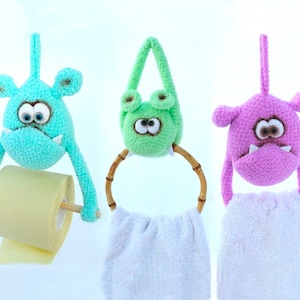 124 Schema all'uncinetto - Porta rotolo di carta igienica Mostri utili, Porta asciugamani, accessori per il bagno - File PDF Amigurumi di Borisenko Etsy