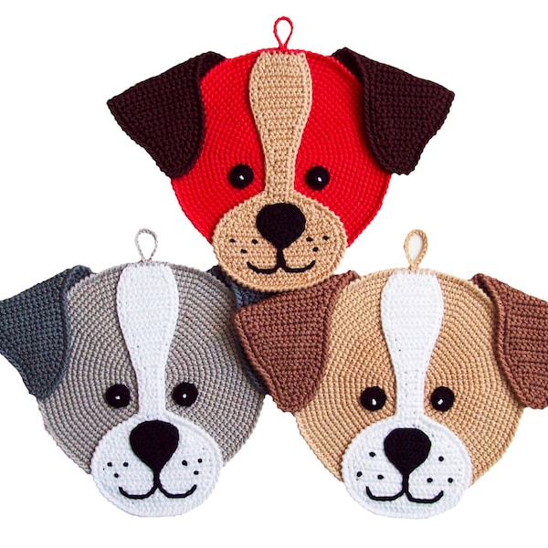 169 Easy Crochet Pattern - Dog Round Puppy decor, potholder, placemat - Amigurumi PDF file by Zabelina Etsy