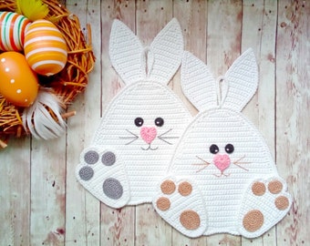 321 Crochet Pattern - Easter bunny rabbit decor or potholder - Amigurumi PDF file by Zabelina Etsy