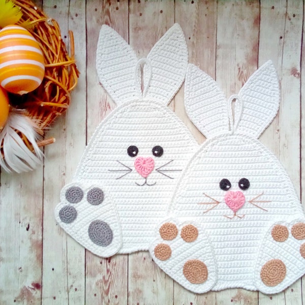 321 Crochet Pattern - Easter bunny rabbit decor or potholder - Amigurumi PDF file by Zabelina Etsy