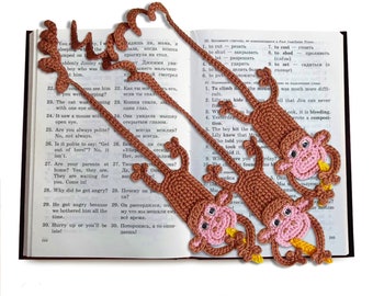 029 Crochet Pattern - Monkey Applique, Bookmark or decor - Amigurumi Crochet Pattern PDF file by Zabelina Etsy