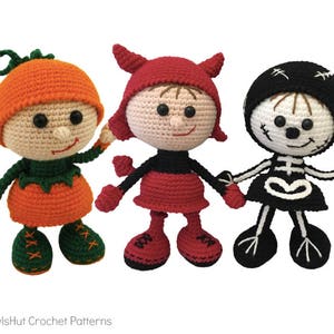 3 wzory szydełkowe - Halloween Pumpkin, Devil, Skeleton do wymiany prezentów - Amigurumi soft toy plik PDF autorstwa Stelmakhova Etsy