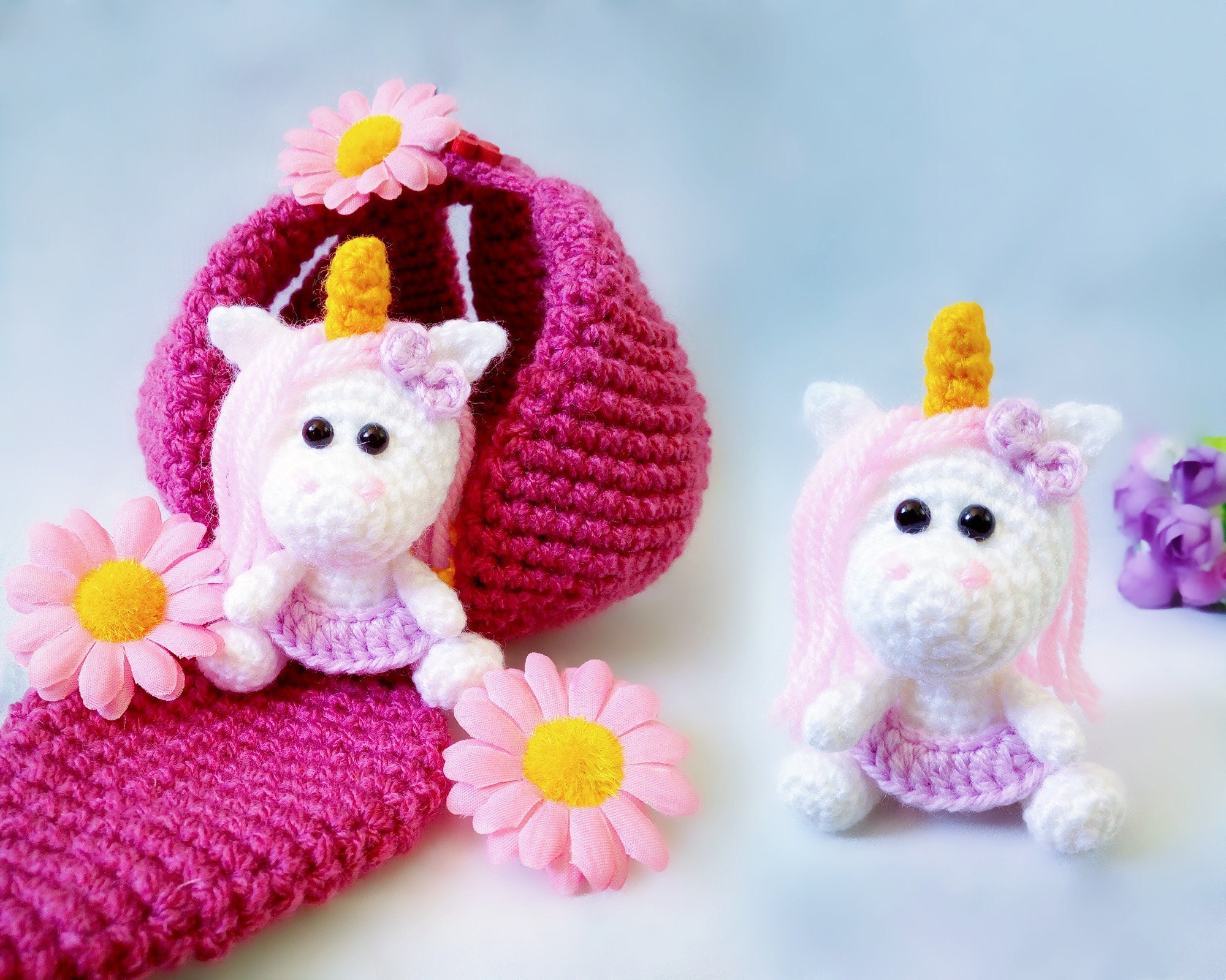 30 Unicorn Crochet Patterns to Spark a Little Handmade Magic 10 Little Unicorn with a Flower House Crochet Pattern