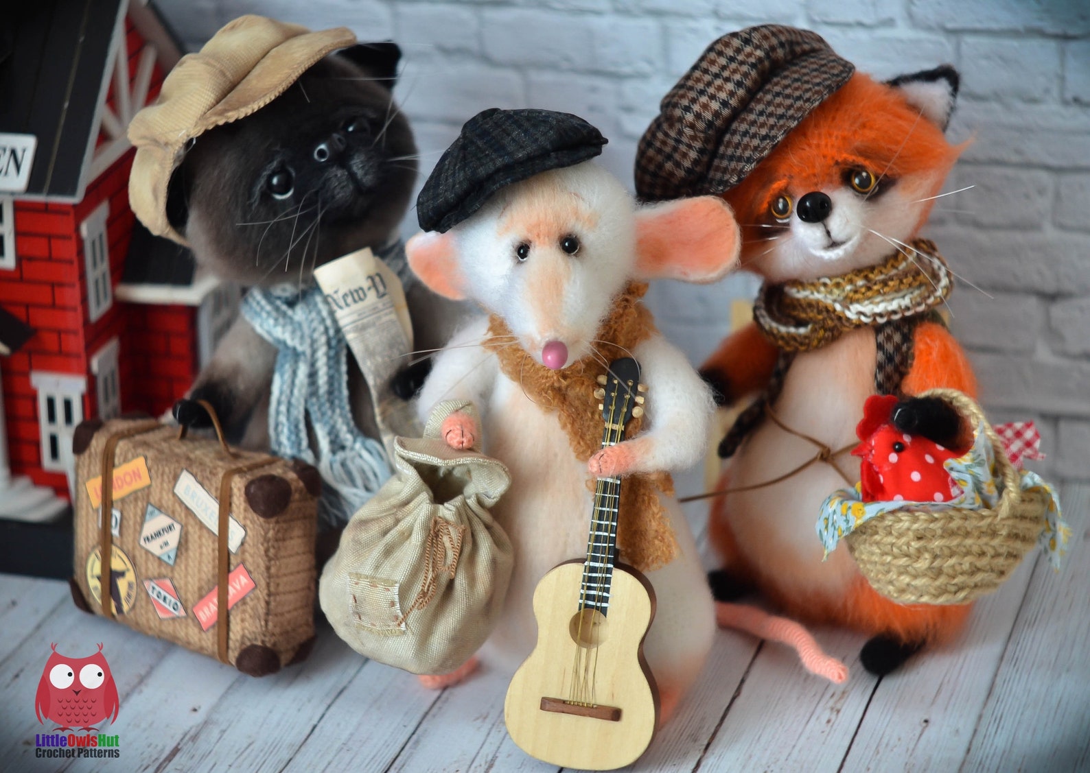 262 Crochet Pattern - Faithful Friends Cat, Mouse, Fox - 3 Amigurumi ...