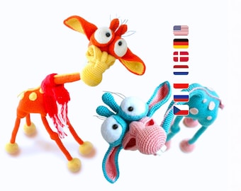 005 Padrão de Crochê de Girafa - Animal fofo do zoológico da Geórgia, África. Brinquedo Amigurumi de crochê avançado com estrutura de arame. Arquivo PDF da Astashova Etsy.