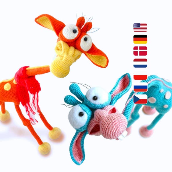 005 Giraffe Crochet Pattern - Cute George Afrecan zoo animal. Advanced crochet Amigurumi toy with wire frame. PDF file by Astashova Etsy