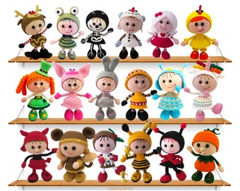 19 Crochet Patterns - Dolls in different outfits - 19 Pdf files by Stelmakhova Etsy