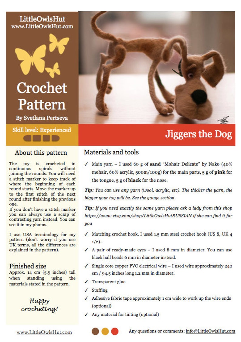 164 Crochet Pattern Jiggers the dog Amigurumi soft toy PDF file by Pertseva Etsy image 2