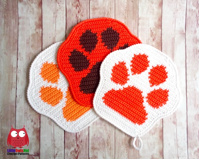 2 Crochet Patterns Dog and paw Decor or potholders Amigurumi Crochet Pattern PDF file by Zabelina Etsy image 7