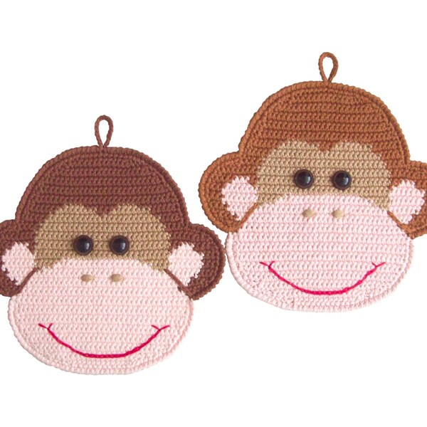 080 Easy Crochet Pattern - Monkey decor, potholder - Amigurumi PDF file by Zabelina Etsy
