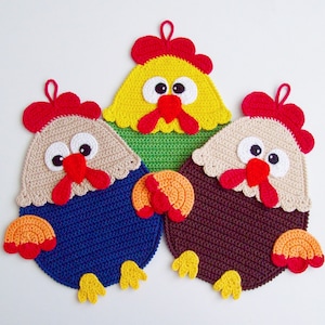 128 Kycklingvirkmönster - Tupp- eller Höndekor eller Grytlapp Hönsägg - Amigurumi PDF-fil av Zabelina Etsy