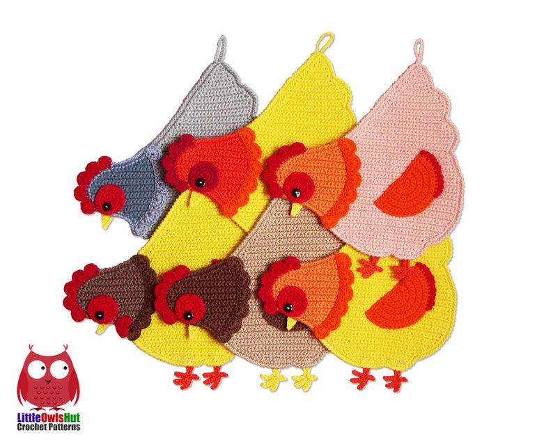 255 Crochet pattern Chicken Hen decor, potholder or decorative pillow Amigurumi PDF file by Zabelina Etsy image 5