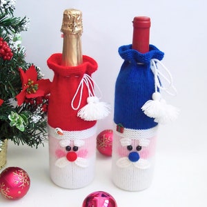152 Knitting Pattern - Santa bottle covers for wine and champagne - Amigurumi - by Zabelina Etsy