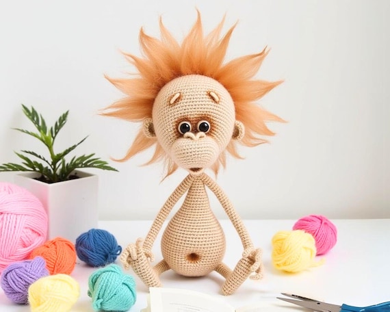 Amigurumi Monkey Crochet Pattern – Wire Frame Baby Toy (PDF Pattern) [084 Pertseva]