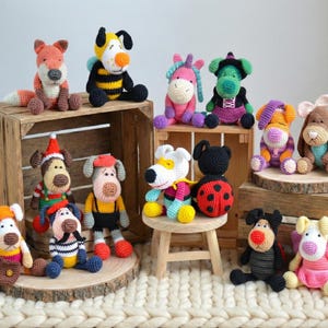 14 Crochet Patterns - Dog, School boy, fox, witch, bee, sailor, unicorn, butterfly, elf, ladybug, bunny Etsy