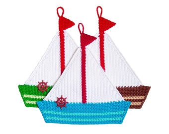 208 Crochet Patterns - Yacht Decor or potholders - Boat, sailing, Amigurumi Crochet Pattern - PDF file by Zabelina Etsy