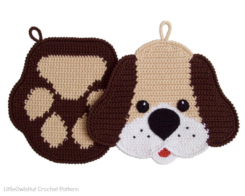 2 Crochet Patterns Dog and paw Decor or potholders Amigurumi Crochet Pattern PDF file by Zabelina Etsy image 6