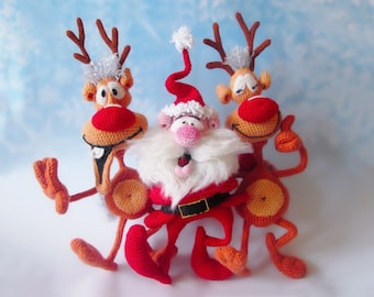 S8 Santa and Reindeers - 2 Amigurumi Crochet Patterns PDF file by Bakaeva Etsy