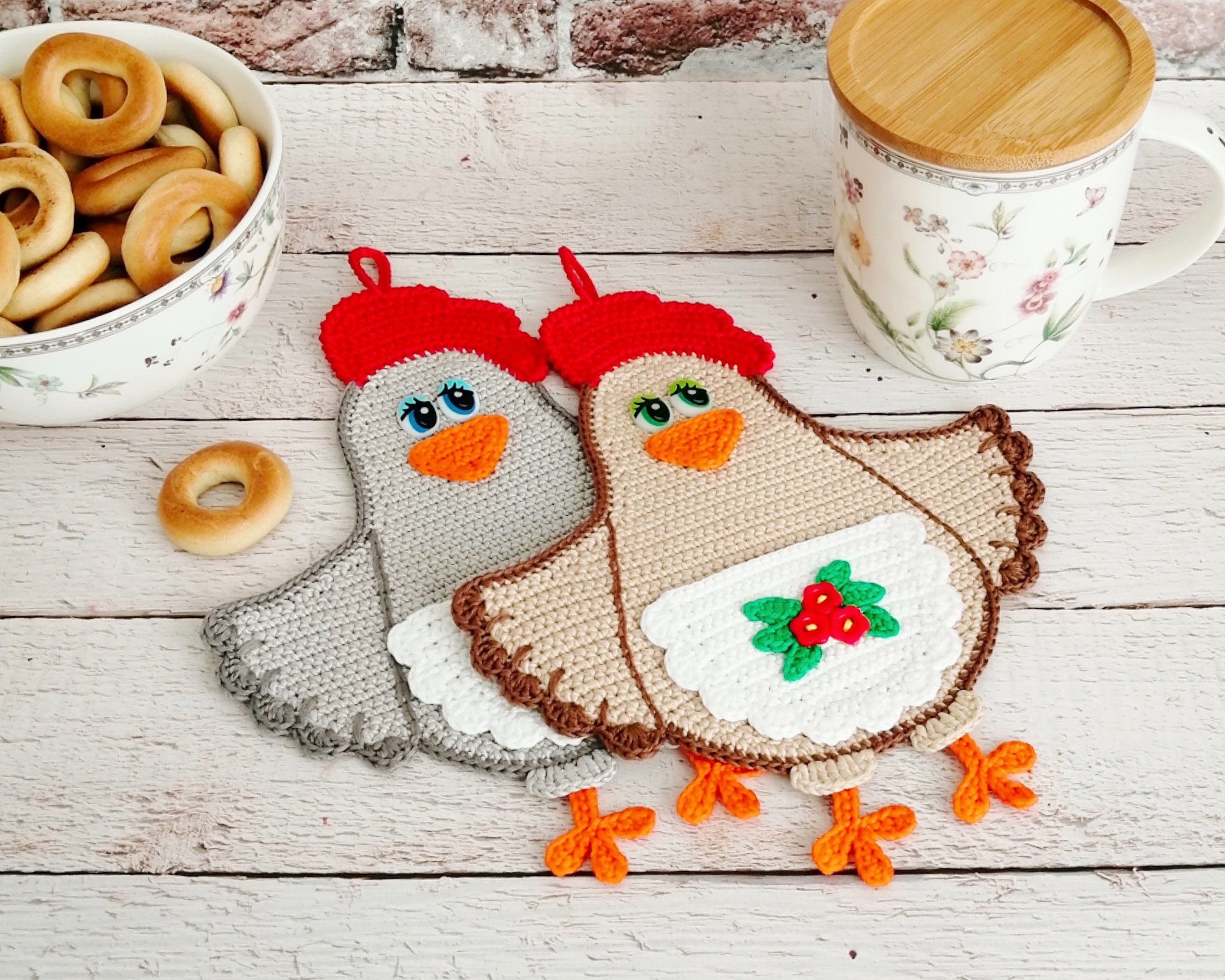 067 Easy Crochet Pattern - Lady Chicken decor or potholder - Amigurumi PDF file by Zabelina Etsy
