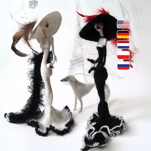 032 Schema all'uncinetto per bambola con cappello. Figurina di donna con telaio in filo metallico. Tutorial all'uncinetto per bambola parigina Amigurumi - File PDF Pertseva Etsy