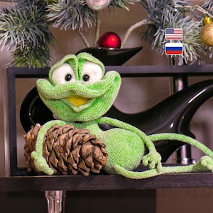 Haakpatroon kikker 218 – grappige knuffel kikker Arseniy | Haaktutorial – Knuffel amigurumi met draadframe | PDF door Pertseva Etsy