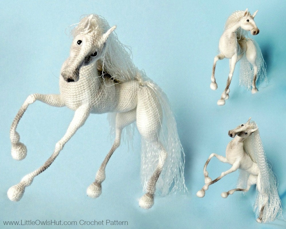 043 Crochet Pattern - Horse White Dream with wire frame - Amigurumi  …