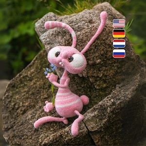 Wzór na szydełkowy króliczek – amigurumi z drucikiem (wzór PDF) [#205 Pertseva]