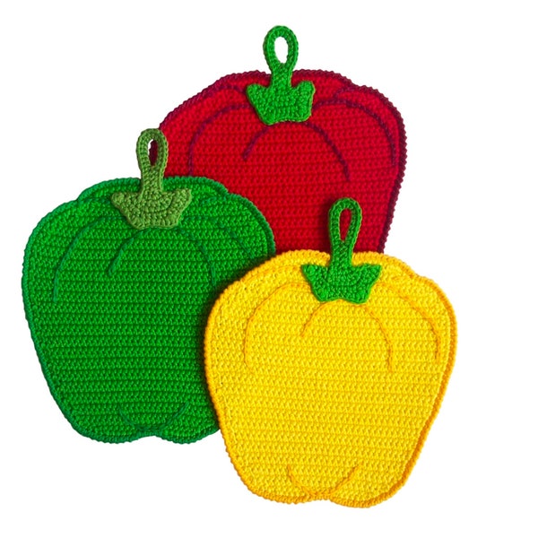 Sweet Pepper Crochet Washcloth Pattern, Modern Dishcloth (PDF file) [070 Zabelina]