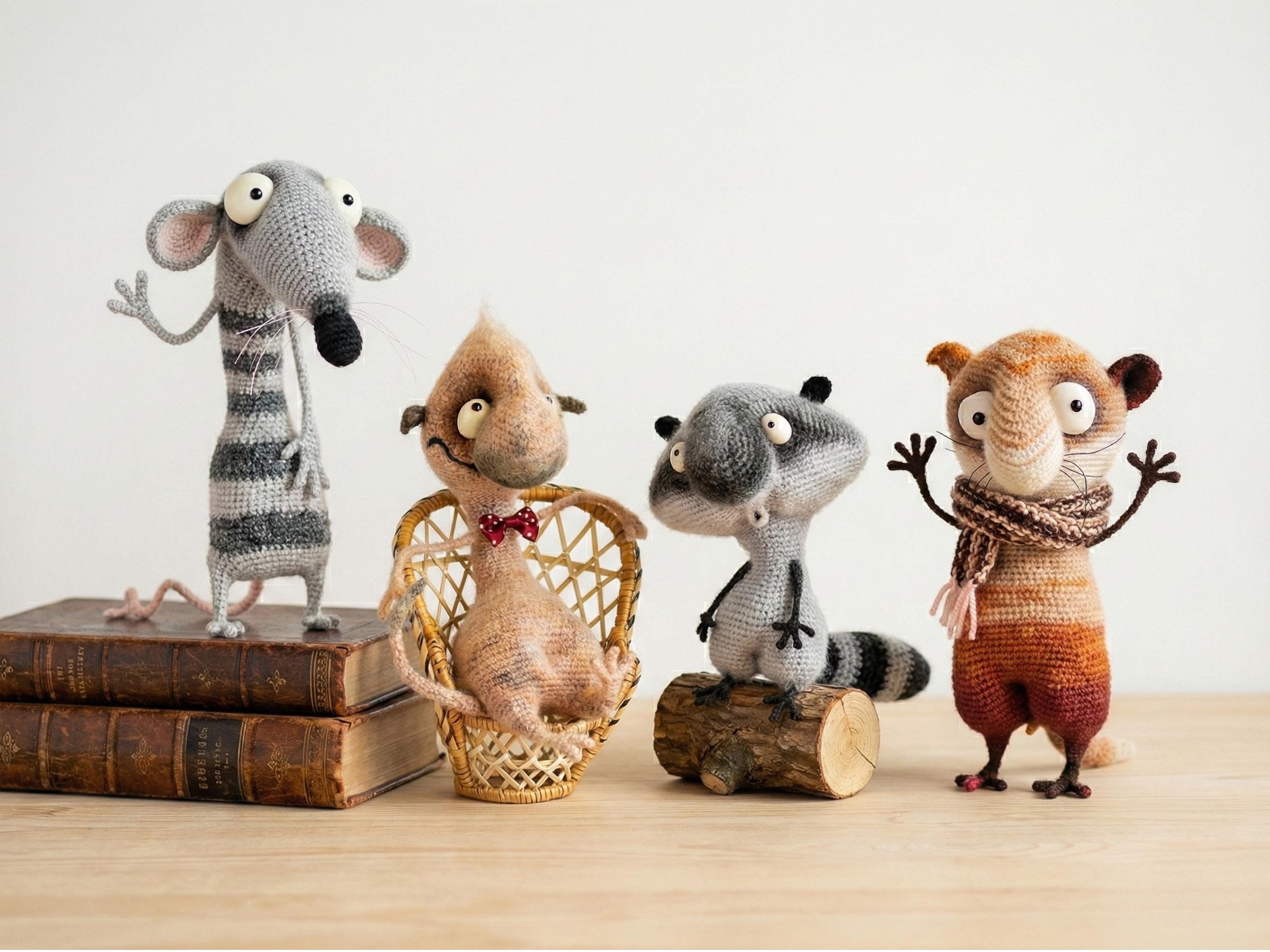 30 Raccoon Crochet Patterns for Woodland Amigurumi, Plushies, and Loveys 8 4-Pattern Animal Set with Raccoon