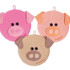 Easy Crochet Pig Potholder Pattern – Amigurumi Piglet Decor (PDF Pattern) [#202 Zabelina]