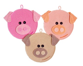202 Crochet Patterns - Piglet Pig Decor or potholders - Amigurumi Crochet Pattern - PDF file by Zabelina Etsy