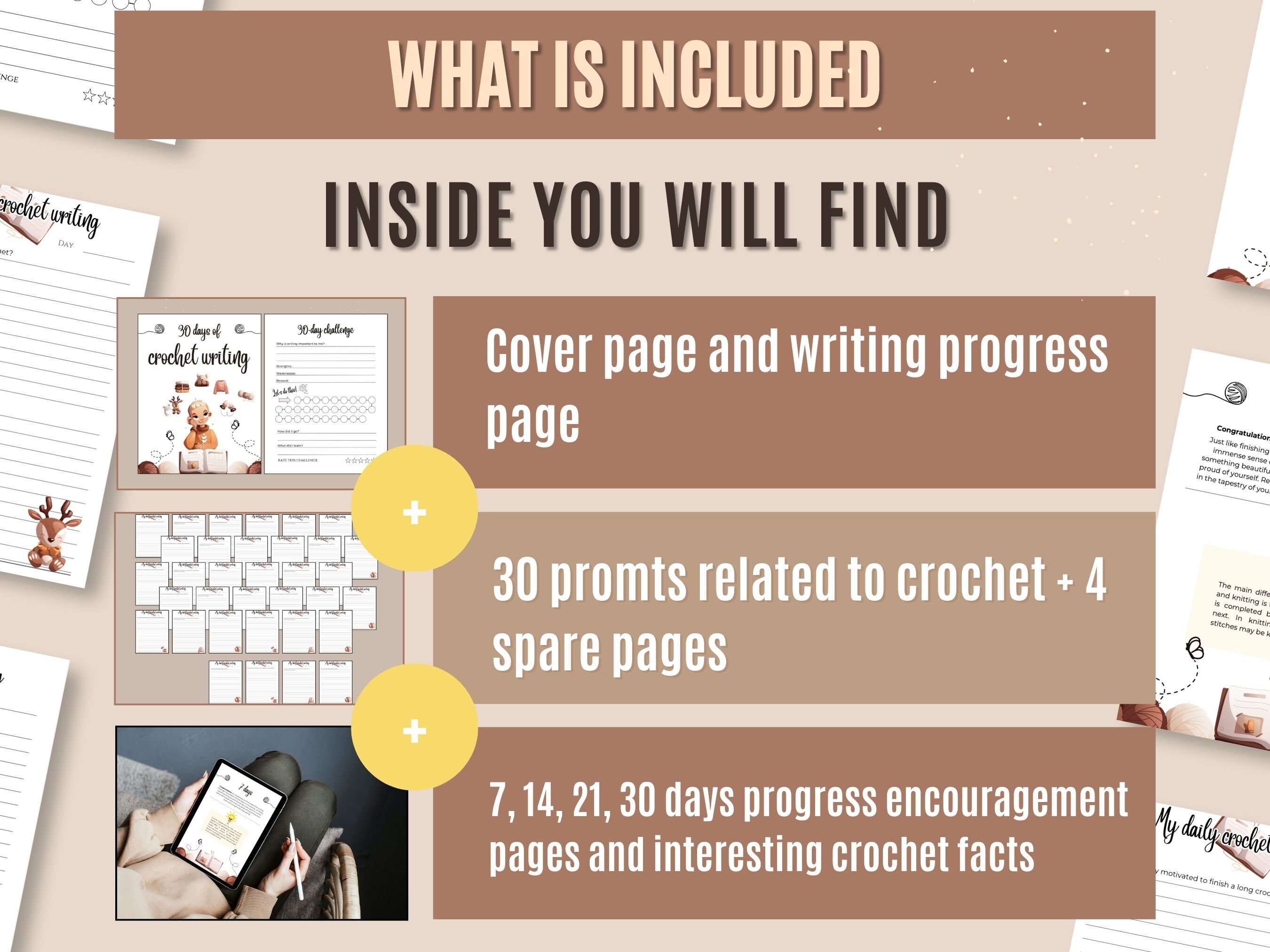 Crochet Writing Challenge, 30-day Journal Prompts (printable Workbook ...