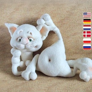 198 大きな猫のかぎ針編みパターン - ぬいぐるみジェレミー - ステップバイステップのチュートリアル。感情サポートアミグルミおもちゃ PDFファイル by Pertseva Etsy