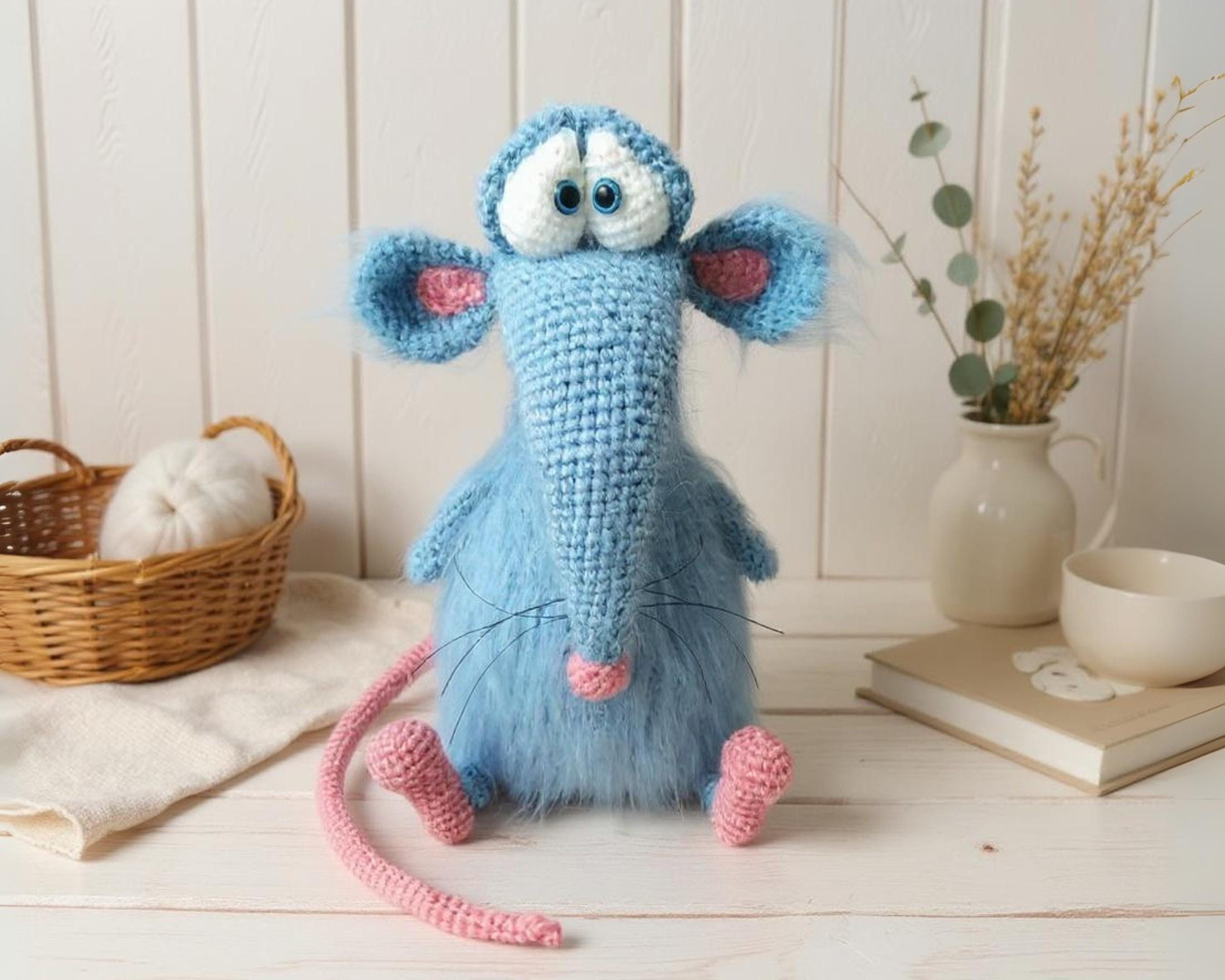 239 Rat Crochet Pattern - Cute Mouse Stuffed Toy or Wine, Water
