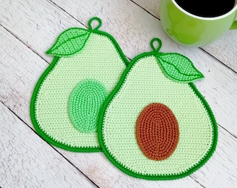 325 Crochet Pattern - Avocado decor vegetable, applique or potholder keto - Amigurumi PDF file by Zabelina Etsy