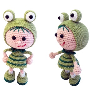 118 Crochet Pattern Girl doll in a frog outfit Amigurumi PDF file by Stelmakhova Etsy image 1