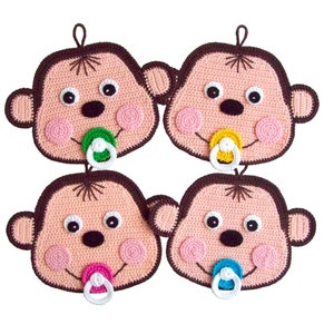 079 Crochet Pattern Baby monkey potholder or decor Amigurumi PDF file by Zabelina Etsy image 1
