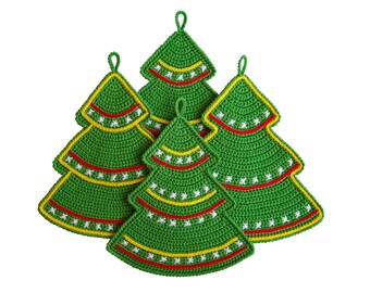 087 Crochet Pattern - Christmas tree decor, potholder - Amigurumi PDF file by Zabelina Etsy