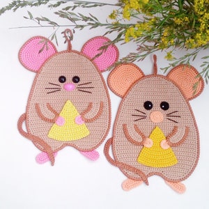 240 Einfache Häkelanleitung - Ratte der Käsefresser Dekor, Topflappen, Untersetzer, Waschlappen, Tischset, Topflappen - Amigurumi PDF-Datei Zabelina Etsy