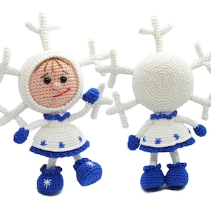 317 Crochet Pattern - Girl doll in a Snowflake outfit - Amigurumi PDF file by Stelmakhova Etsy