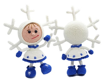 317 Crochet Pattern - Girl doll in a Snowflake outfit - Amigurumi PDF file by Stelmakhova Etsy