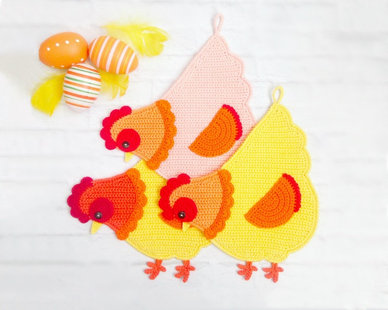 255 Crochet pattern Chicken Hen decor, potholder or decorative pillow Amigurumi PDF file by Zabelina Etsy image 4