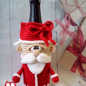 259 Crochet Pattern Santa wine or champagne bottle sleeve PDF file by Knittoy Etsy image 9