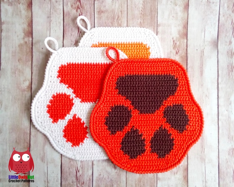 2 Crochet Patterns Dog and paw Decor or potholders Amigurumi Crochet Pattern PDF file by Zabelina Etsy image 8