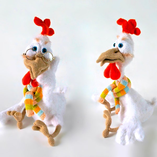 126 Crochet Pattern - White Chicken Rooster PDF file Amigurumi by Astashova Etsy