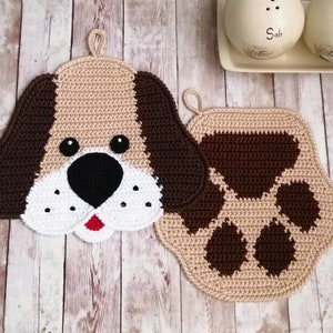 2 Crochet Patterns Dog and paw Decor or potholders Amigurumi Crochet Pattern PDF file by Zabelina Etsy image 1