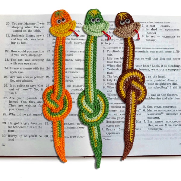 014 Crochet Pattern - Snake Boa Applique, Bookmark or decor - Amigurumi PDF file by Zabelina Etsy